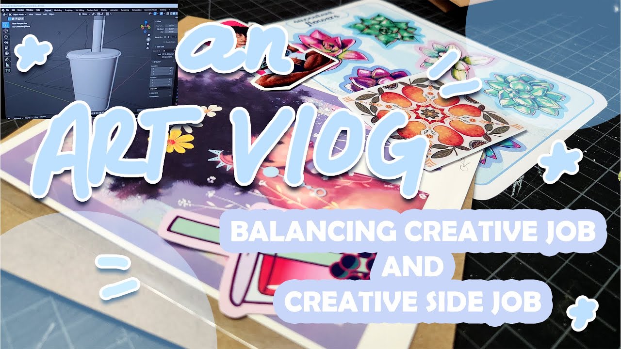 An Art Vlog || Balancing Creativity ♛ Making Stickers - YouTube