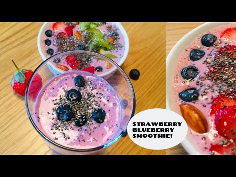 STRAWBERRY BLUEBERRY SMOOTHIE RECIPE | HEALTHY BREAKFAST SMOOTHIE