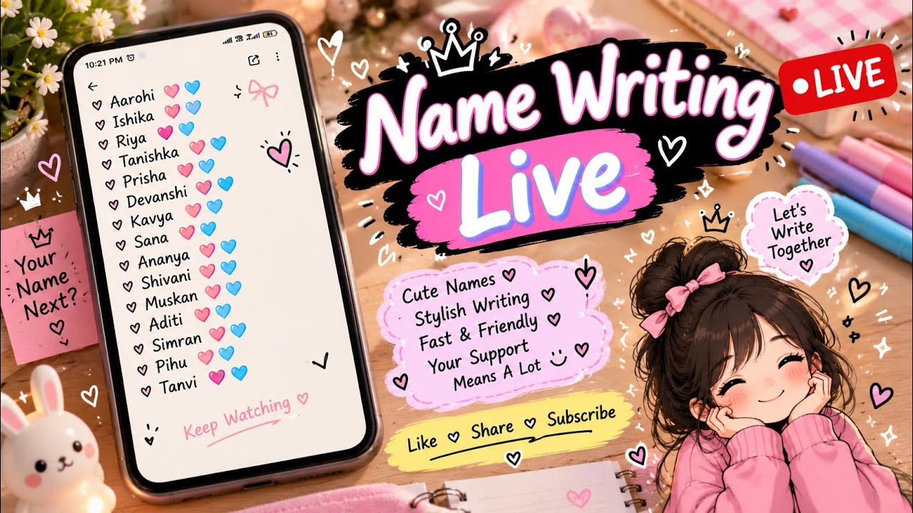 writting my cute subscribers name's 🦄 🧿#live#names#chat - YouTube