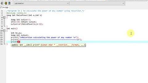 program in C to calculate the power of any number using recursion