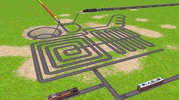 SQUARE TRACK CROSSING FOR AI TRAINS RUNNING AT ROUND CIRCLE ZIG ZAG RAILROAD TRACKS/ train wold5 