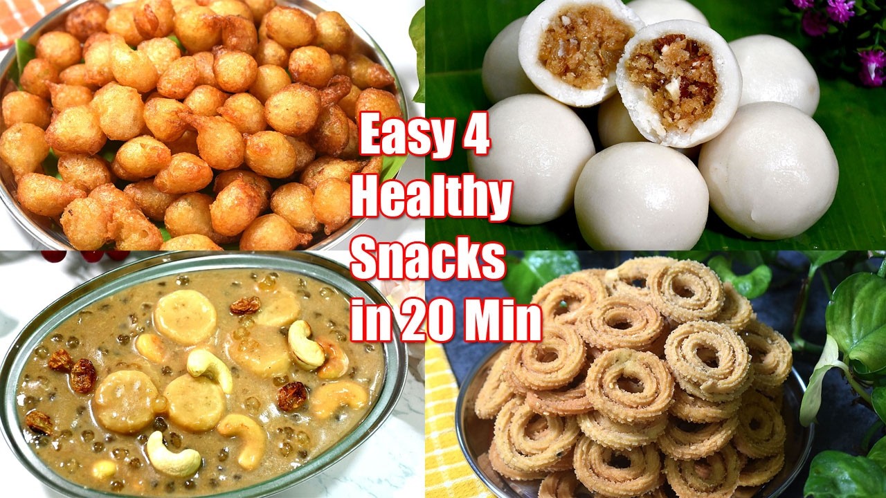 4 வகையான சுலபமாக செய்யக்கூடிய ஈவினிங் ஸ்னாக்ஸ் 4 Easy & Healthy Evening Snacks in 20 min
