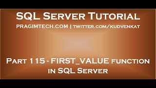 FIRST VALUE function in SQL Server