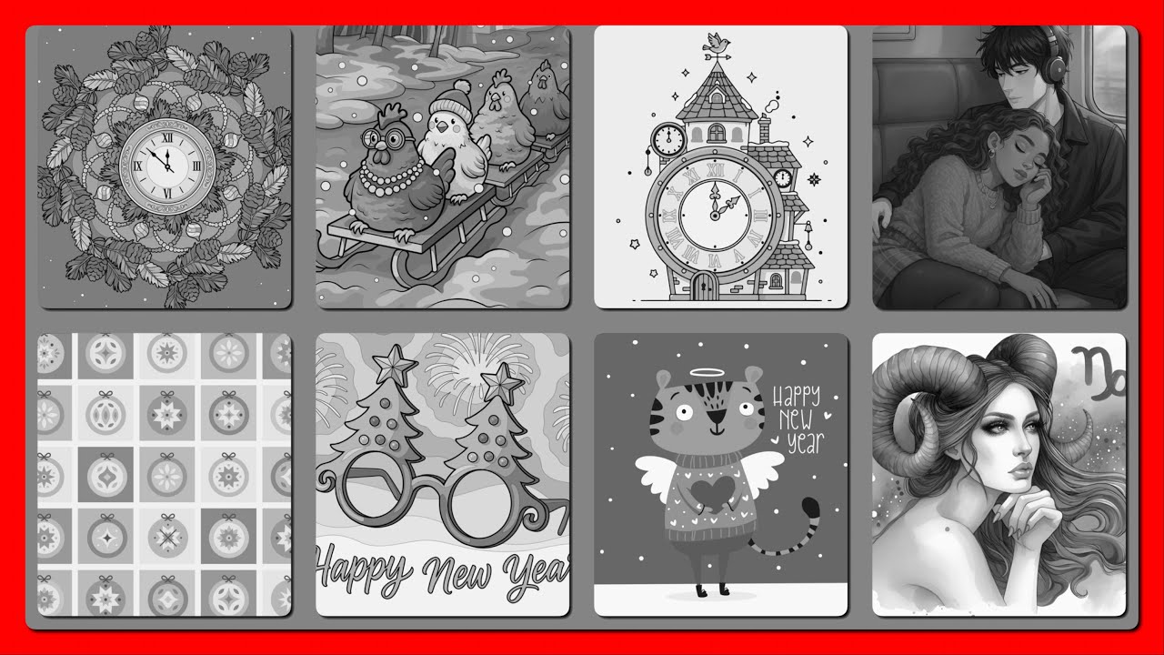 Happy New Year 2026 Collage Winter Chickens, Capricorn Hey Color app 