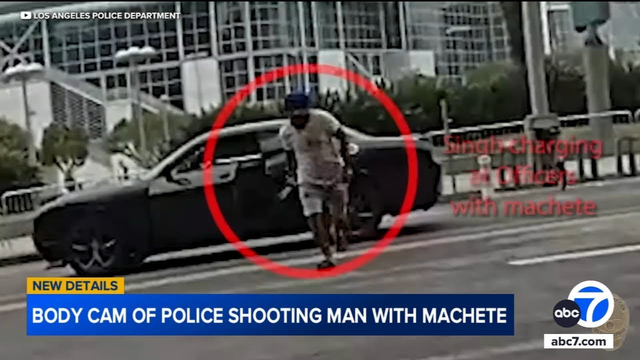 LAPD bodycam video shows man’s machete rampage before deadly shooting