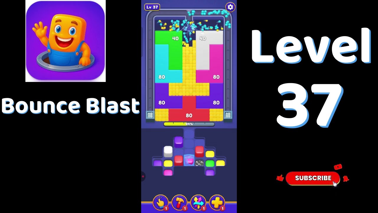 Bounce Blast Level 37  Walkthrough 🎮💥 | Tricky Ball Puzzle Solution | Go Answer