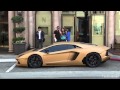 Sick Matte Gold Lamborghini Aventador in Beverly Hills! Loud Revs!