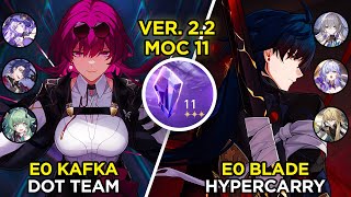 E0 Kafka Triple DoT & E0 Blade Hypercarry | Memory of Chaos 11 (3 Stars) | Honkai: Star Rail 2.2