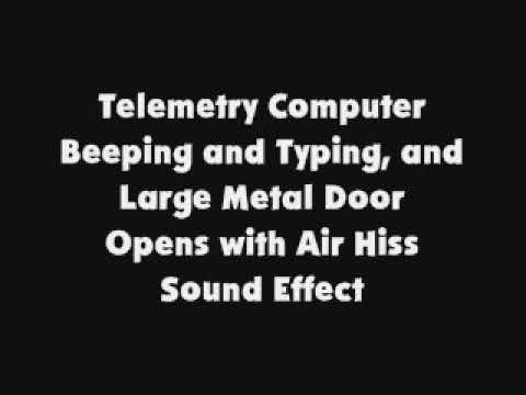 Telemetry Computer Beeping and Typing, and Large Metal Door Opens with Air Hiss SFX