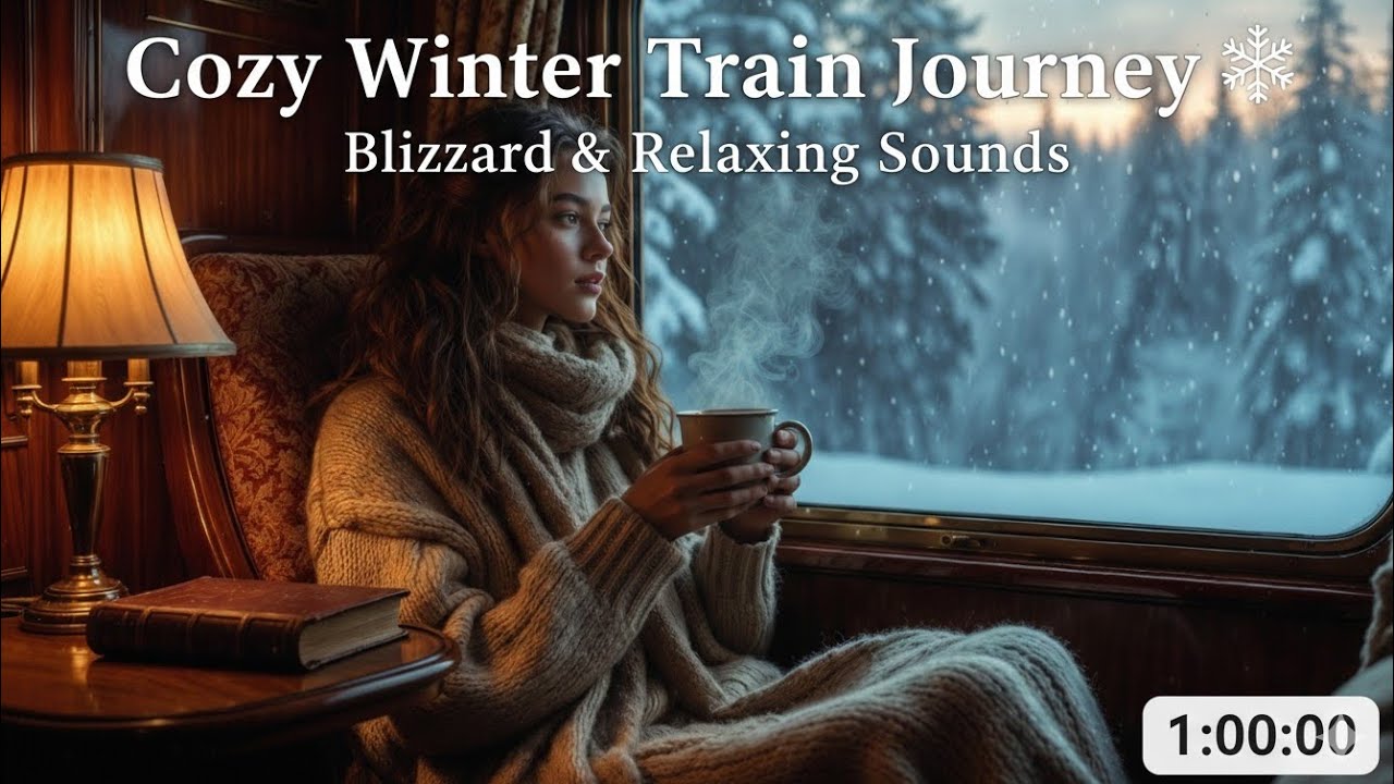 Cozy Winter Train Journey ❄️ Smooth Saxophone Jazz & Blizzard Sounds | Focus & Study