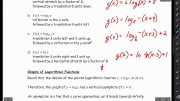 Unit 4 - Lesson 5 -Transformations of Logarithmic Functions