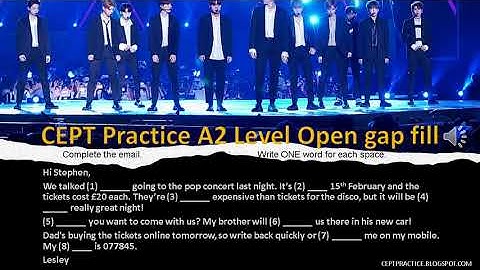CEPT Practice A2 Level Open GAP FILL about going to a KPOP concert