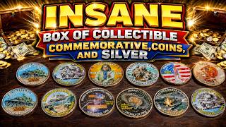 Insane Box Of Collectable Commemorative Coins & Silver! Coin Roll Hunting!