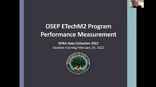ETechM2 Program Performance Measurement GPRA Data Collection Grantee Training 2022
