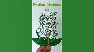Radha Krishna Art Using Leaf🙏, #shorts #radhakrishna #radha #art #krishna #drawing #shadow #trending
