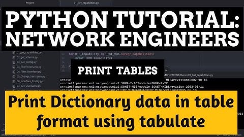 Python Tutorial: Tabulate Library- Print dictionary data in table format  | Network Automation