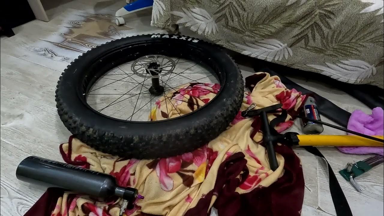 Продолжение экшена по установке бескамерки на фэтбайк.Насосу хана.Снова ...