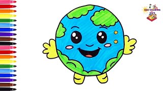 Earth Drawing Drawing Coloring for Kids Child Art Earth drawing very easy How to draw Earth easy