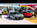 INSANE SUPERCAR ACTION at ROOFTOP EXOTICS AND ESPRESSO During Miami Concours | LOUD SOUNDS and MORE