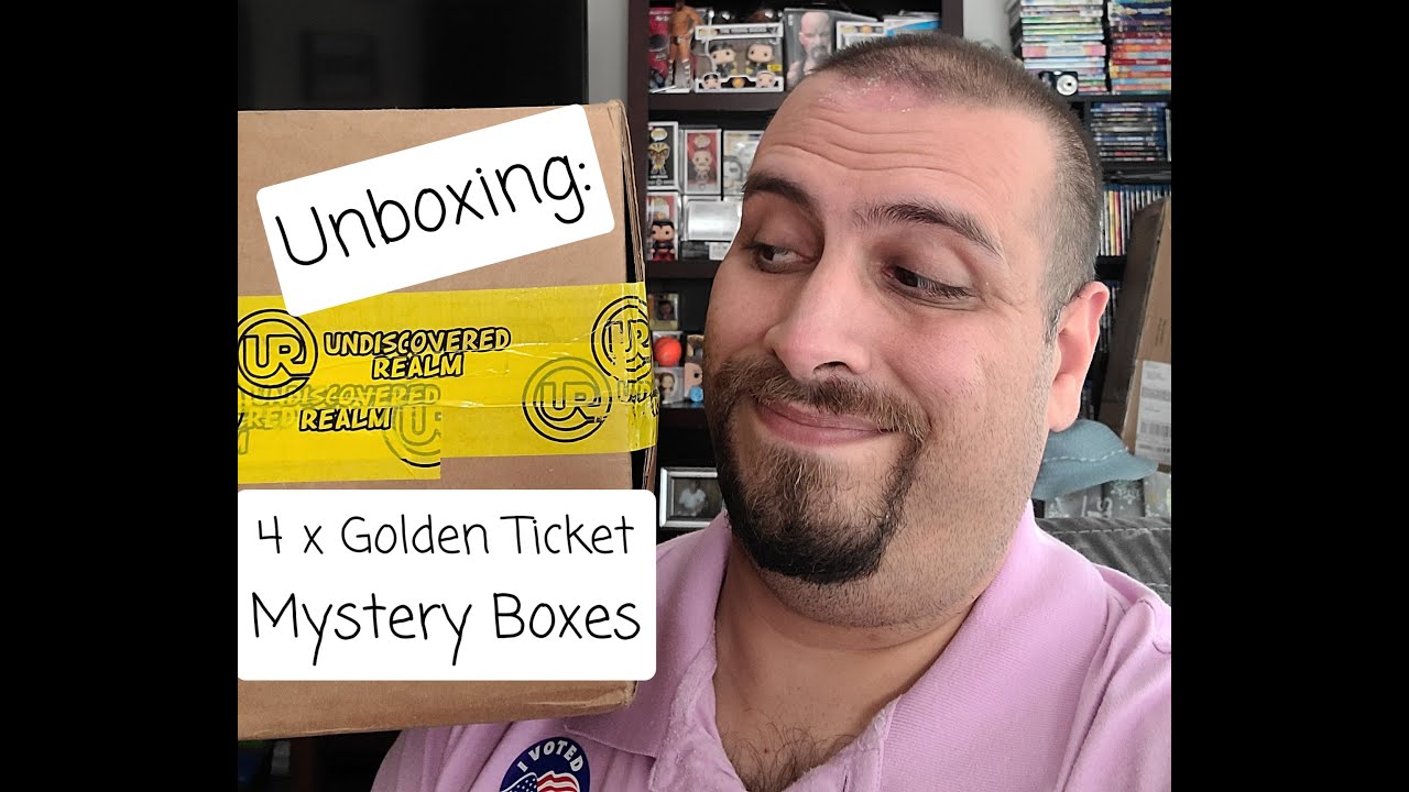 Unboxing 4 x Golden Ticket Mystery Box from Undiscovered Realm