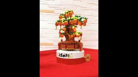 JAKI JK1388 Light and Music Box Lucky Mandarin Tree Building Blocks CNY Bricks Chinese New Year