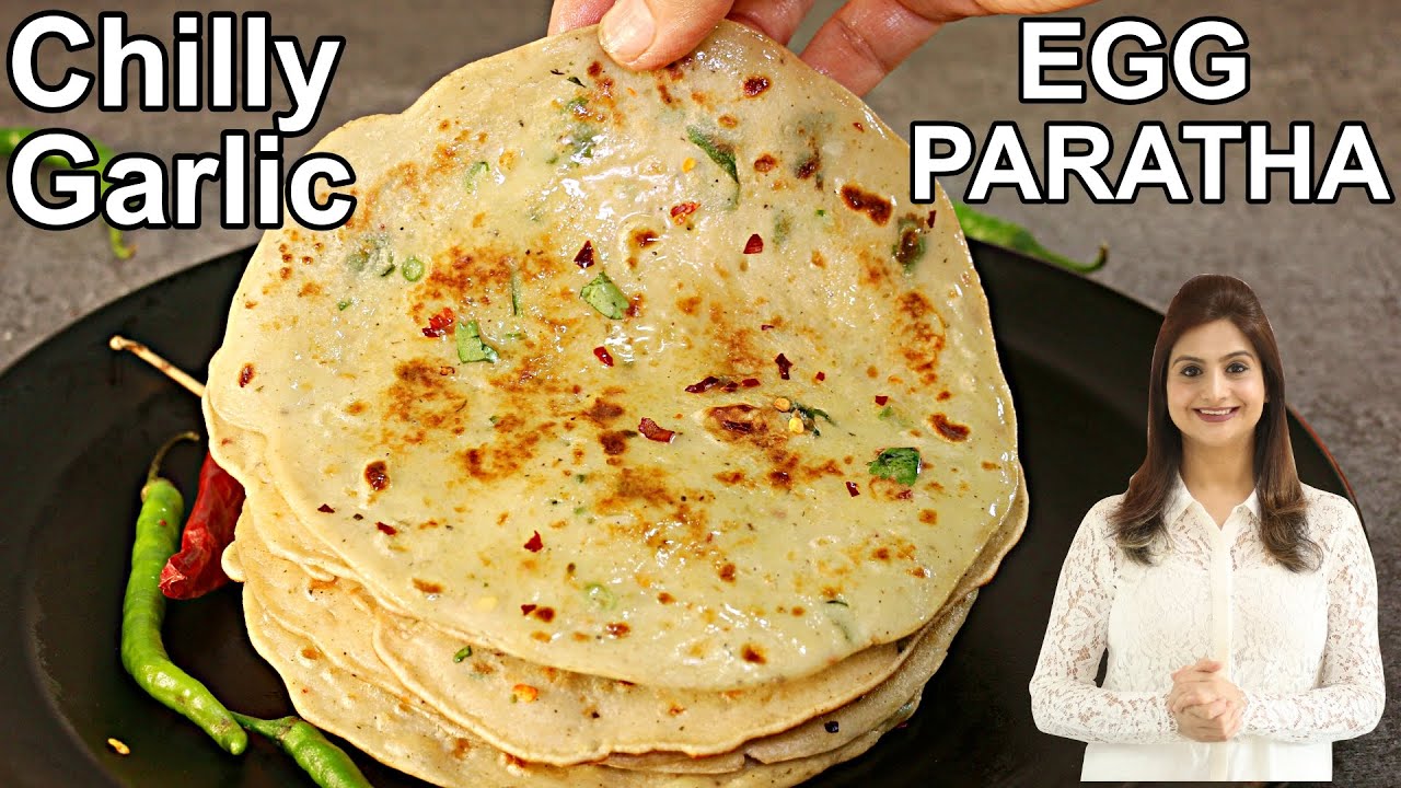 Chilly Garlic Egg Paratha with Liquid Dough - 5 Mins Garlic Paratha | Kanak