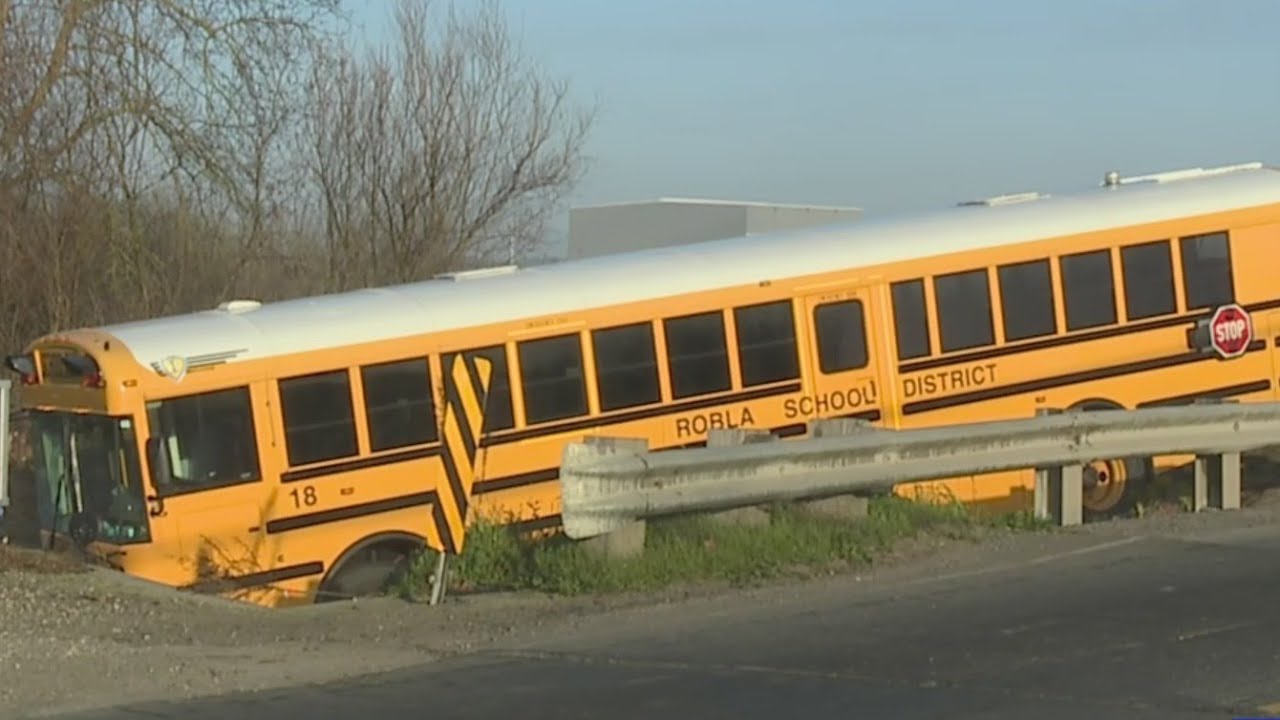 Elementary school bus crashes into creek, no injuries reported - YouTube