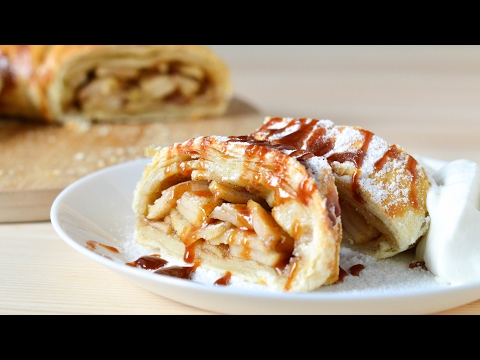 Простой яблочный штрудель из слоеного теста ☆ Apple strudel