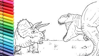 How to Draw Dinosaur: Tyrannosaurus Rex and Triceratops 