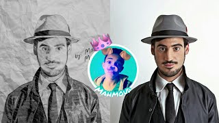 كيفية تحويل صورتك الى بورتريه رسم على ورقة||بيكس ارت PicsArt screenshot 4