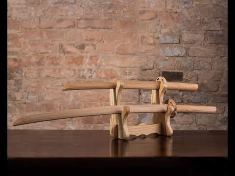 Комплект японських мечів Carloteka: Катана + Вакідзасі з підставкою, відео 1