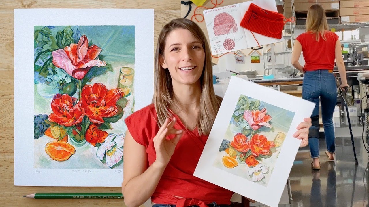 MAKING ART PRINTS Studio Vlog Choosing Paper Color Matching Making art prints studio vlog choosing paper color matching