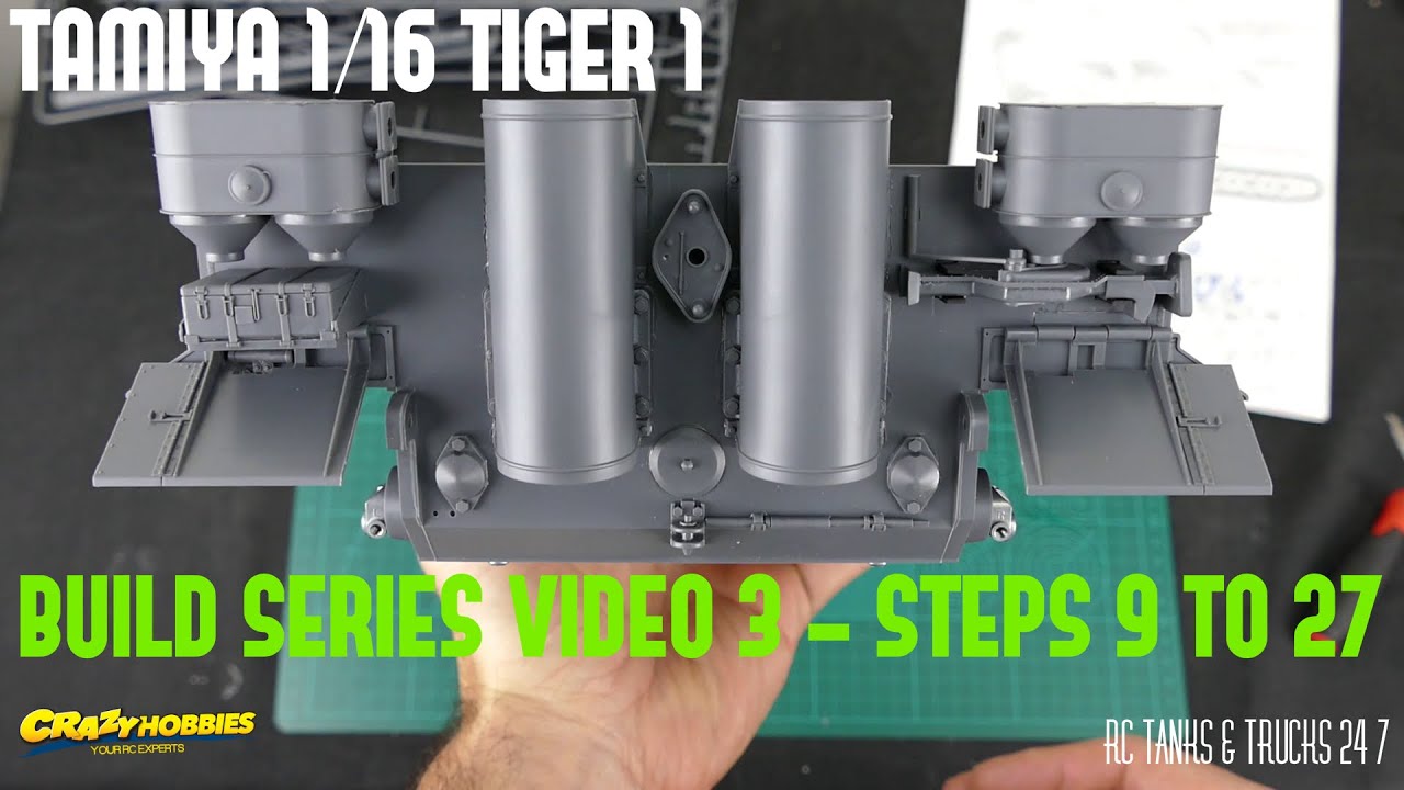 dronesense TAMIYA 1/16 TIGER 1 RC Tank BOVINGTON TIGER Build Series Video 3 - Steps 9 to 27