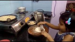 Roti making 3yr old cute baby kavya T