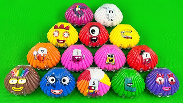 Mixing Rainbow CLAY with Numberblocks inside Seashell, Pill Box,... Coloring! ASMR