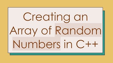 Creating an Array of Random Numbers in C++