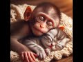 Take a baby monkey and baby cat to sleep