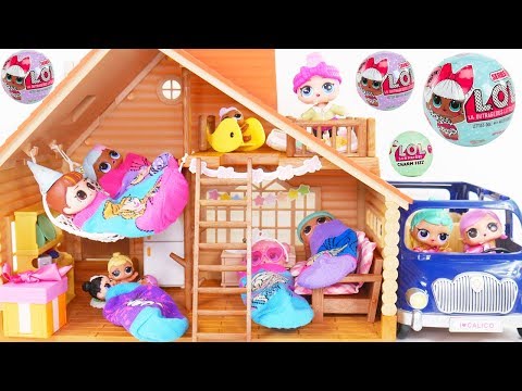 LOL Surprise Dolls + Lil Sisters go to Camping Lodge