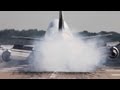 Boeing 747 close-up Landing with lots of smoke. Boeing 747-400 Arrival at Düsseldorf ( HD )