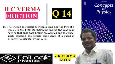 HC VERMA | FRICTION | chapter 6 | Q 14.The friction coefficient between a road and the tyre of a veh