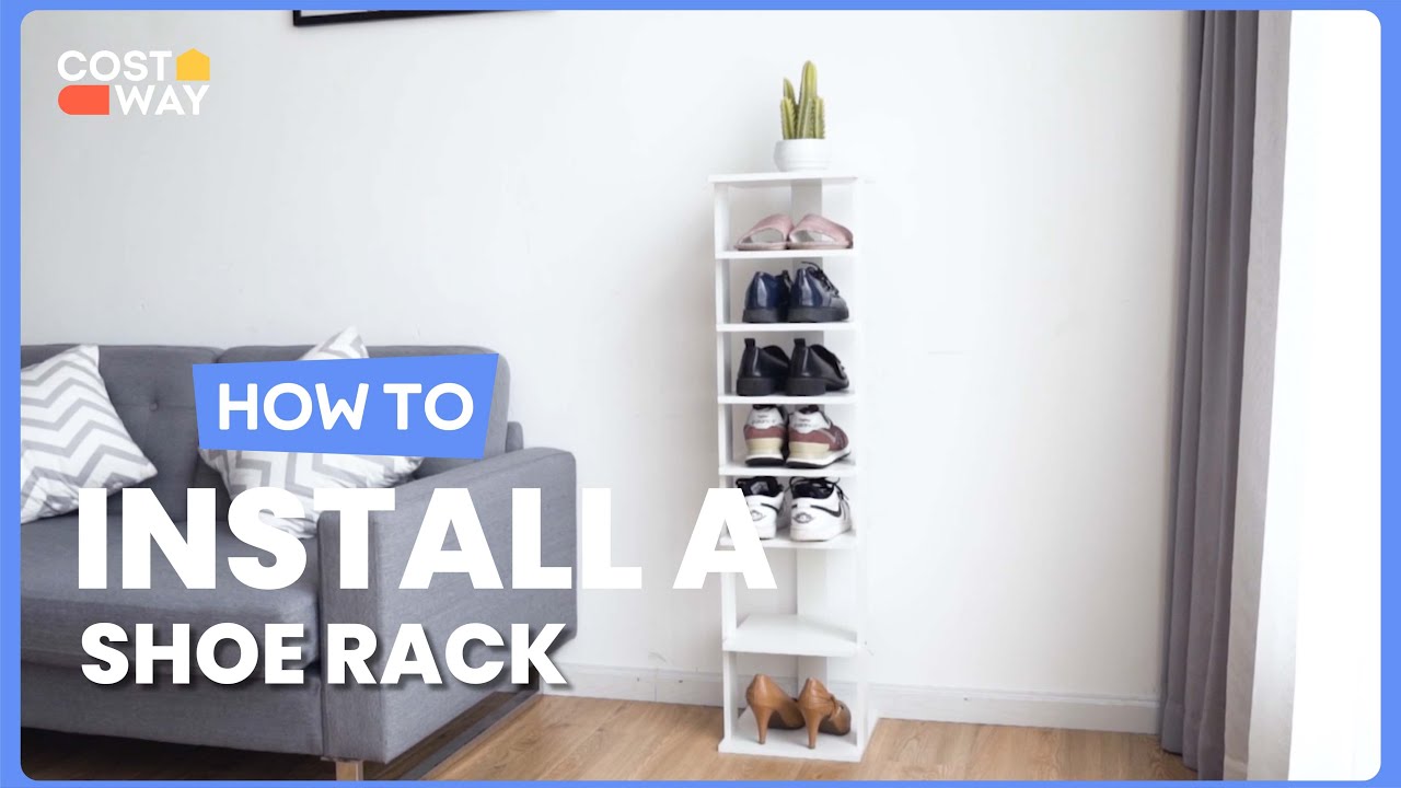 How to Install the 7-Tiers Vertical Wooden Space Saving Shoe Rack ...