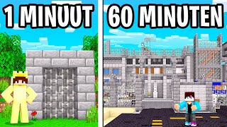 1 MINUUT vs 60 MINUTEN GEVANGENIS Bouwen CHALLENGE! (Minecraft)