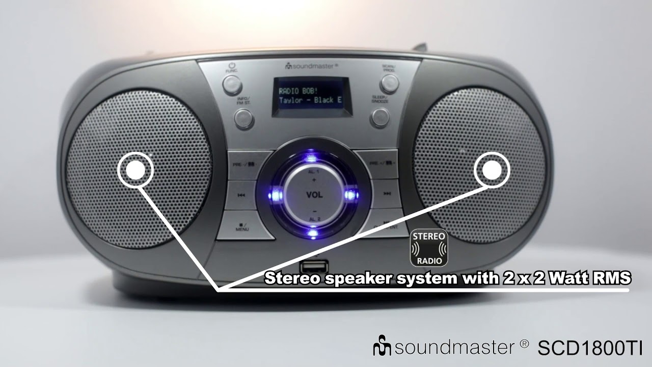 uitgehongerd echo Bedienen Soundmaster SCD1800TI DAB+ Boombox met CD/MP3 speler, Bluetooth & USB -  YouTube