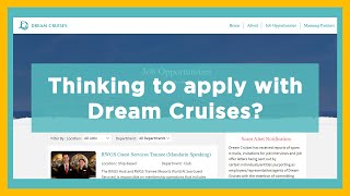 How to apply for a job with Dream Cruises (Job application for candidates)