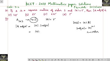 If A is a square matrix of order 3 and |A| =5 then |A adj A| is