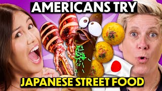 Americans Try Japanese Street Food! (Takoyaki, Imagawayaki, Oden) | People Vs. Food