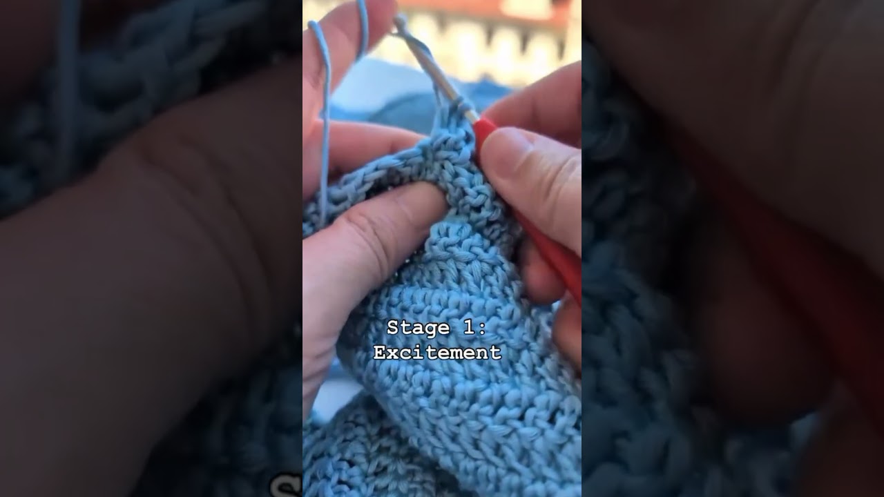 3 stages of making a crochet top 