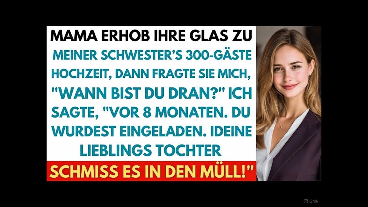 Mama sagte: „Die Hochzeit deiner Schwester wird perfekt. Wann bist du dran?“Ich antwortete: ........