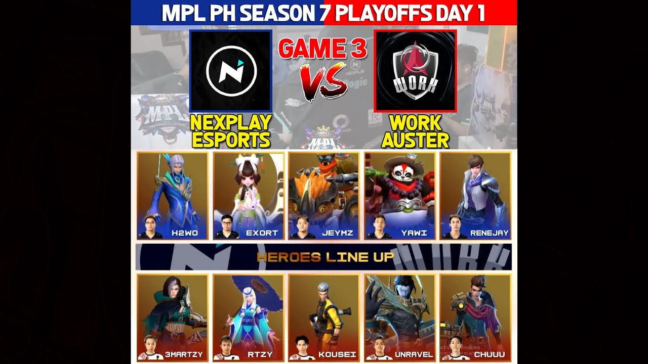 NEXPLAY ESPORTS VS WORK AUSTER FORCE | [GAME 3] | MPL PH PLAYOFFS Season 7