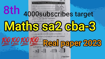 8th Maths sa2 cba-3 Real paper 2023 💯💯💯💯💯💯 Real paper